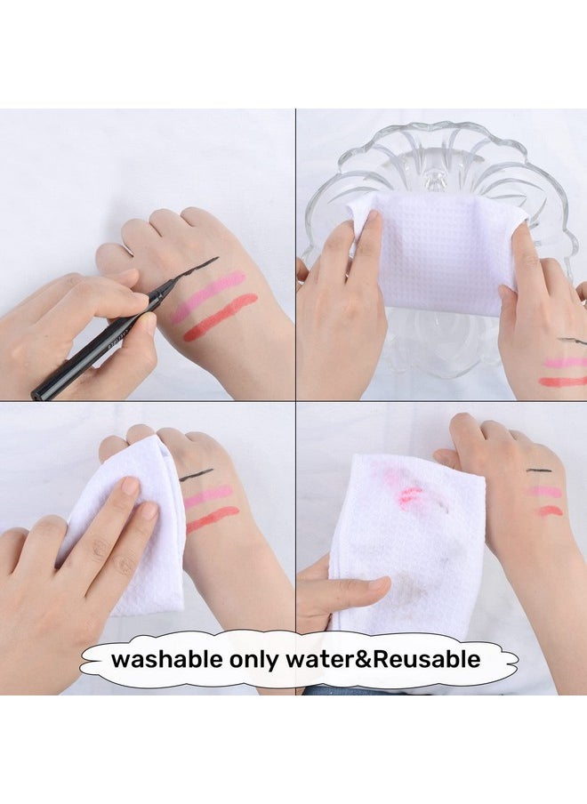 SINLAND Waffle Washcloths Microfiber Facial Cloths Soft Makeup Remover Cloths Ultra-thin Quick-drying Exfoliating 6 Pack White