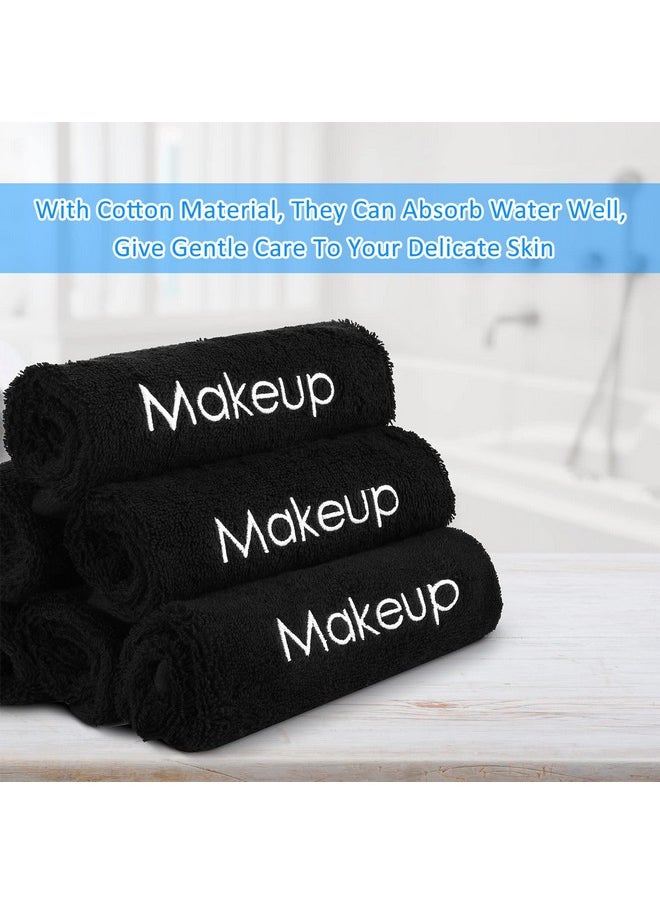 13 x 13 Inch Makeup Washcloths Reusable Makeup Remover Cloths Facial Cleansing Makeup Towels Cotton Soft Cosmetic Towel Water Absorbent Make up Cloth Face Towels for Women Skin Care, Black (12 Pcs)