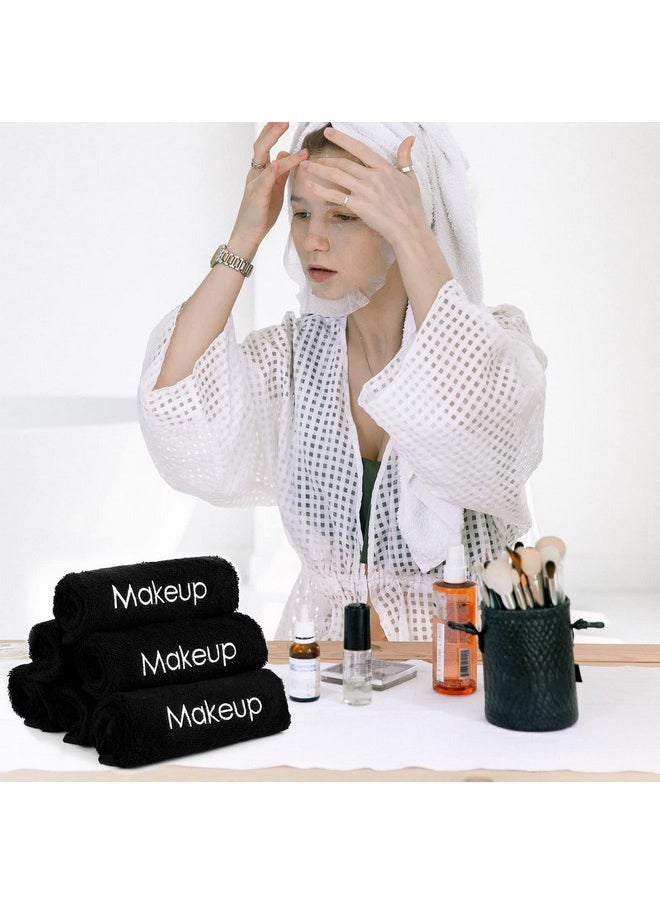 13 x 13 Inch Makeup Washcloths Reusable Makeup Remover Cloths Facial Cleansing Makeup Towels Cotton Soft Cosmetic Towel Water Absorbent Make up Cloth Face Towels for Women Skin Care, Black (12 Pcs)