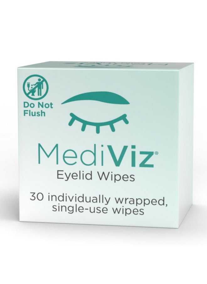 Mediviz Eyelid Cleanser Wipes - Gentle, Exfoliating, Hypoallergenic Eyelid Wipes - Cleansing Wipes for Itchy Eyes Helps Remove Lid Debris & Clear Crusted Matter - Eye Makeup Remover Wipes - (30 ct)