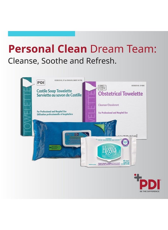 PDI Castile Soap Towelette - Premoistened Facial Cleansing Wipe with Coconut Oil, Great for Travel - Individual Packet, 7.7 in. x 5in., 100 Count, 3 Packs, 300 Total
