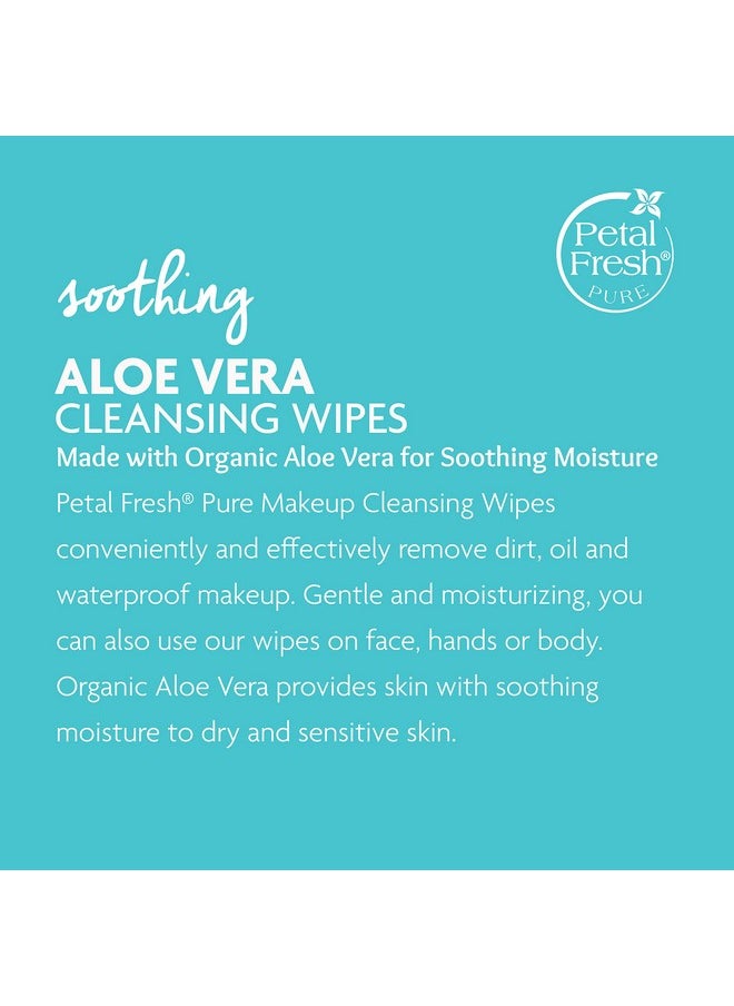 Petal Fresh Soothing Aloe Vera, Makeup Removing, Cleansing Towelettes,Gentle Face Wipes, Daily Cleansing, Vegan and Cruelty Free, 60 count