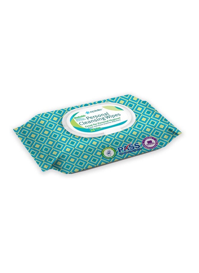 Epielle Personal Cleansing Wipes | Natural Ingredients | Flushable Wet Wipes | Travel Size, Daily Use | 2 Pack | Korean Skincare