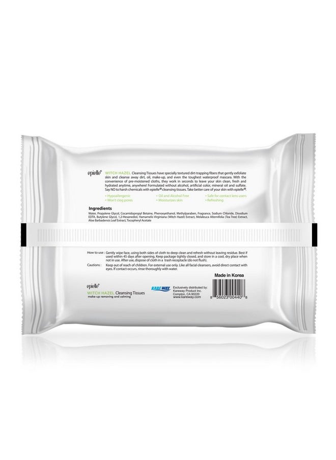 Epielle New Witch Hazel 30ct Makeup Cleansing Wipes Deep Cleans Pores & Refresh Skin with Calming Formula (6 packs)