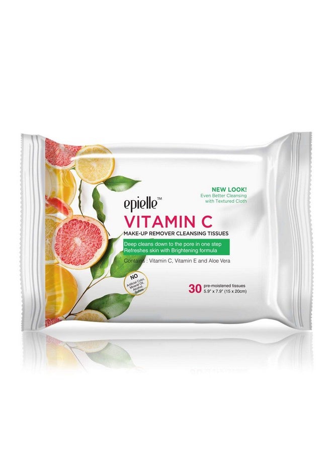 Epielle New Makeup Remover Cleansing Wipes Tissue - Cucumber 30 Count 6 Pack | Gentle for all Skin Types | Daily Facial Cleansing Towelettes | Removes Dirt, Oil, Makeup (Vitamin C)