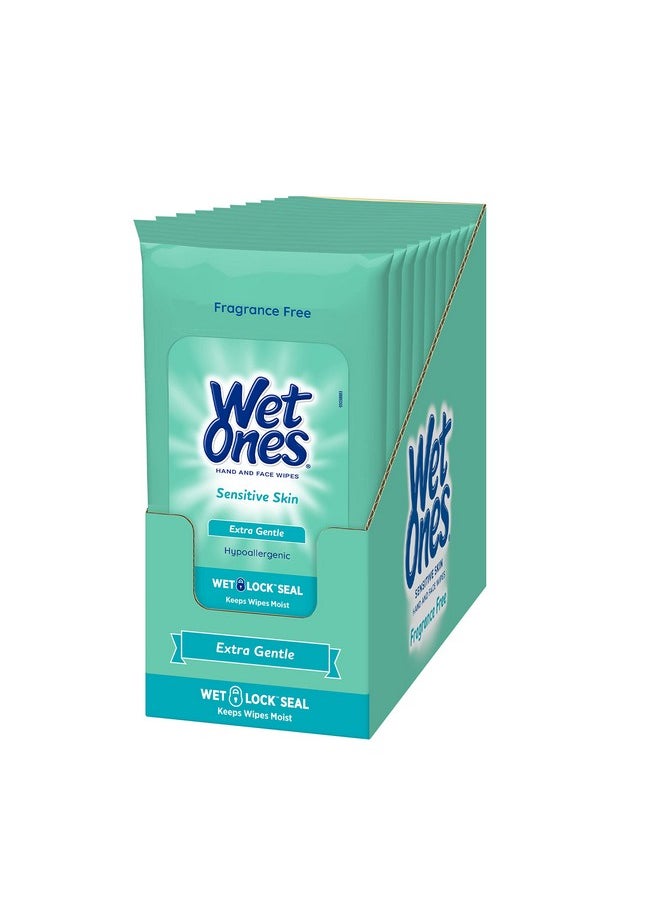 Wet Ones Hand Wipes, Sensitive Skin Wipes | Travel Wipes Case, Hand and Face Wipes | 20 ct. Travel Size Wipes (10 pack)
