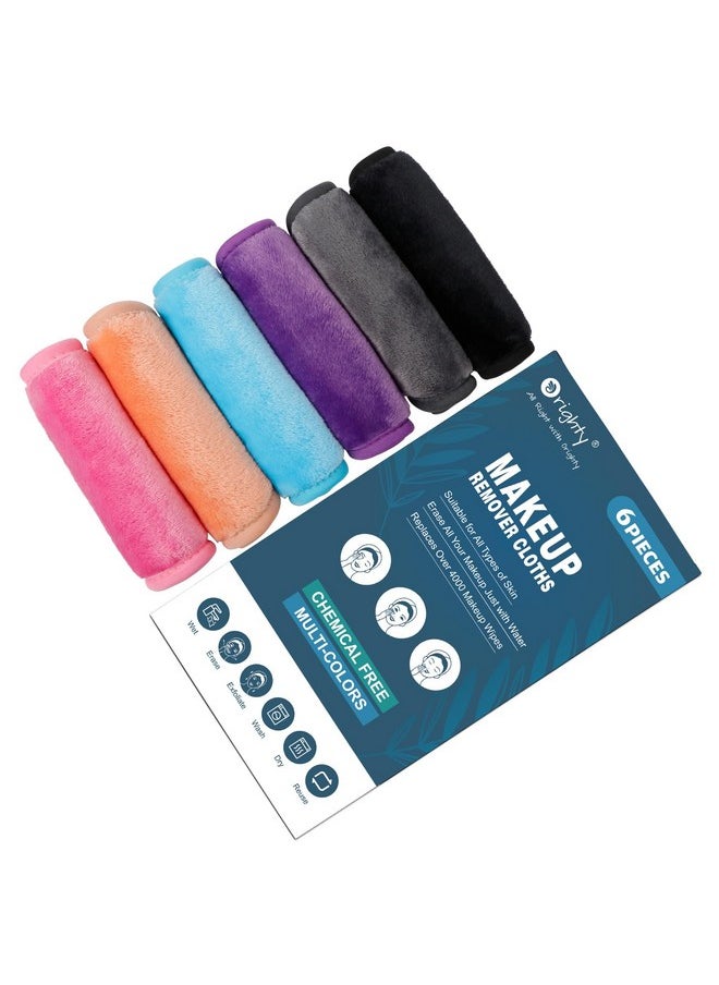 Orighty Makeup Remover Cloths 6 Packs, Makeup Removal Face Cleansing Cloth, Reusable Microfiber Facial Cleansing Towels, Remove Instantly Dirt with Just Water, 12x6 in, 6 Colors