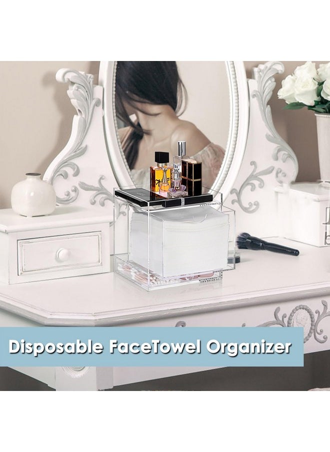 Sumnacon Disposable Face Towel Holder Acrylic Face Towel Storage Box with Drawer Compatible with Clean Skin Club Clean Towel XL Wall Mounted Makeup Box Organizer for Bathroom,Vanity