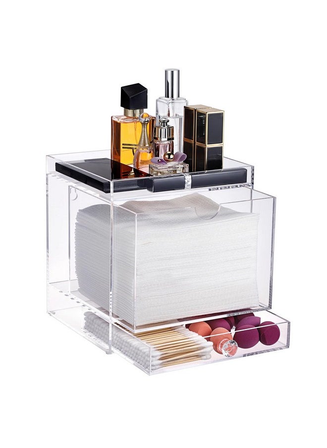 Sumnacon Disposable Face Towel Holder Acrylic Face Towel Storage Box with Drawer Compatible with Clean Skin Club Clean Towel XL Wall Mounted Makeup Box Organizer for Bathroom,Vanity