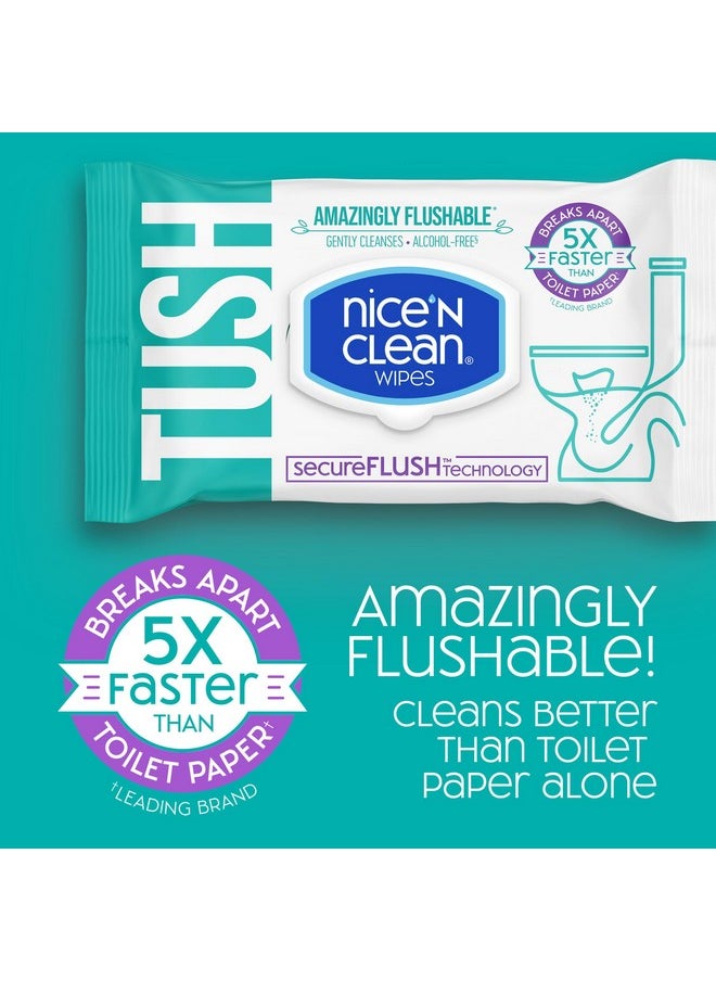 Nice 'N Clean SecureFLUSH Flushable Wet Wipes (42 Count - 6 Packs) | Moist Toilet Tissue with Moisturizing Aloe & Vitamin E | 0% Alcohol Formula for Sensitive Skin | Butt Wipes for Adults
