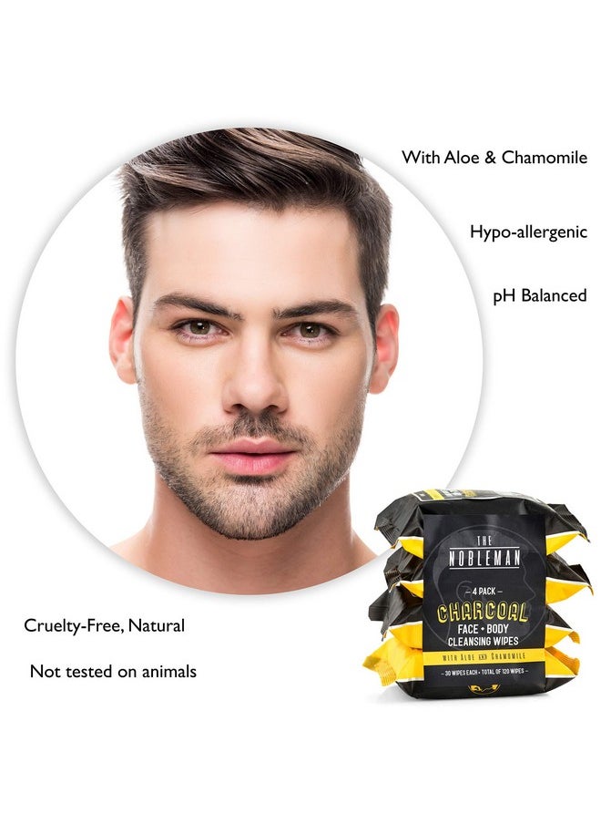 Men's Charcoal Face + Body Cleansing Wipes - 4 Pack (120ct)