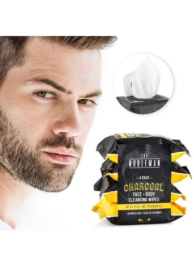 Men's Charcoal Face + Body Cleansing Wipes - 4 Pack (120ct)