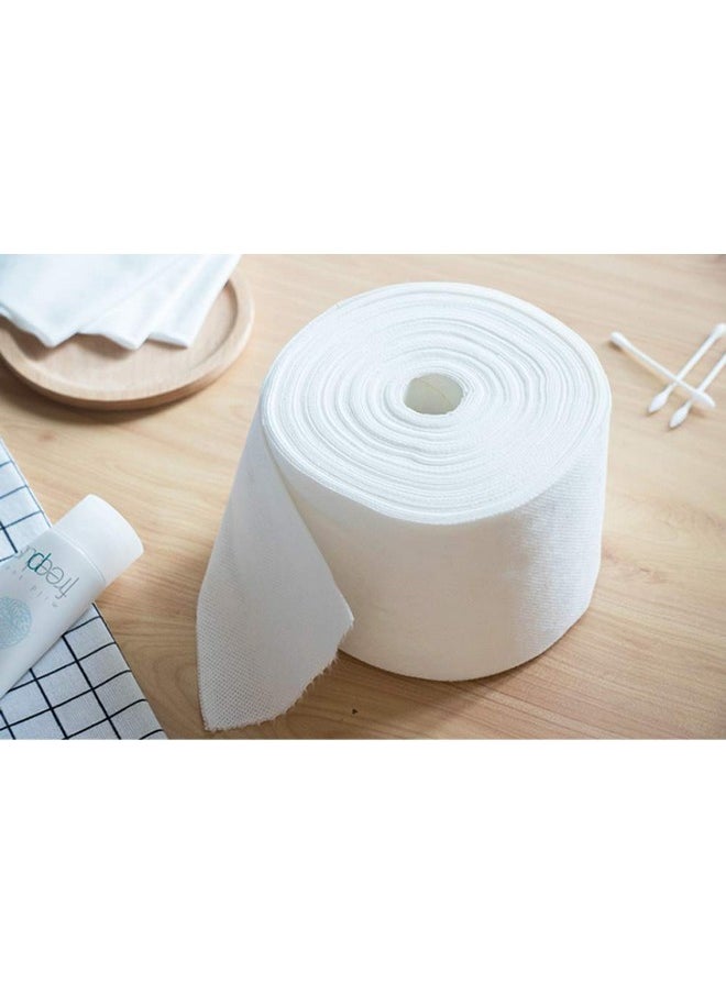 1 Roll Of Disposable Cleaning Face Towel Non-woven Fabric Disposable Wipers Washcloths Makeup Facial Soft Pads (White)