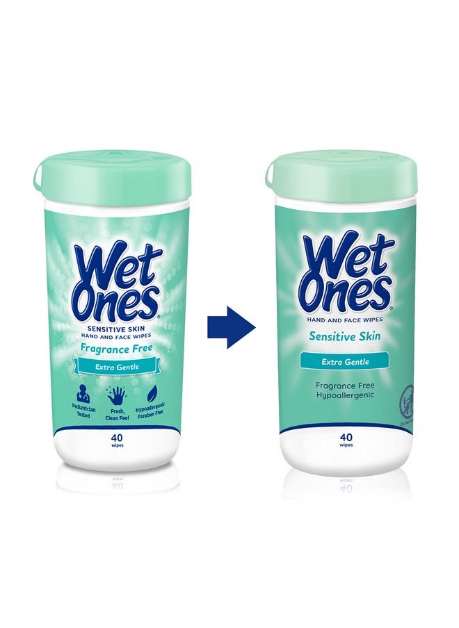 Wet Ones Hand and Face Wipes, Sensitive Skin Wipes | Unscented Wipes, Hand and Face Wipes Sensitive Skin, Wet Ones Sensitive Skin Wipes, 40 ct. Canister (6 pack)