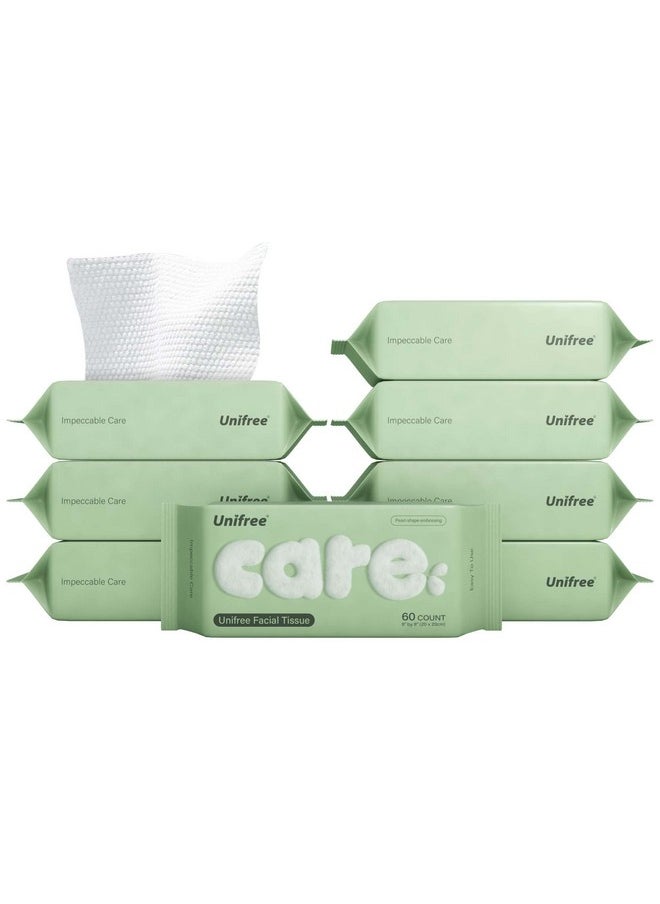 Unifree Facial Tissues I Dry Wipes I Makeup Remover, 8-pack Value Pack, 480 Count