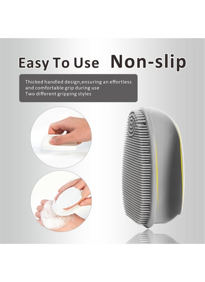 HieerBus Silicone Face Scrubber,Manual Exfoliating Brush,Handheld Facial Cleansing Brush for Women Men-Blackhead Removing Pore Cleansing Massaging for Sensitive, Delicate, Dry Skin (3rd-Grey+White)
