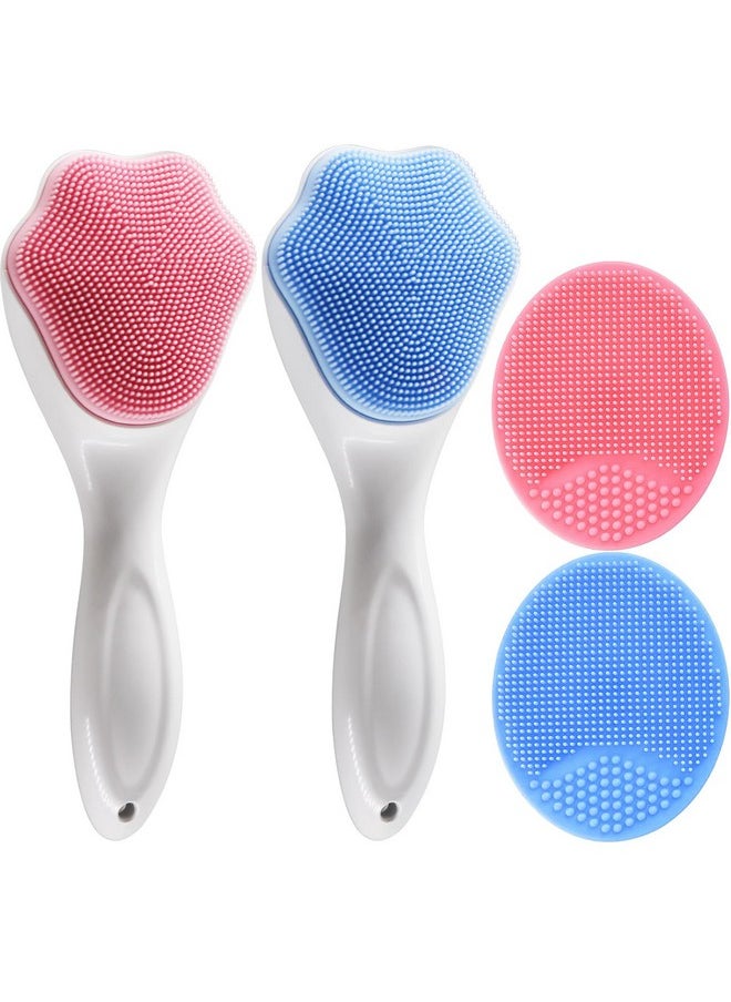 Face Scrubber, Facial Exfoliator, Face Scrub Brush, Soft Face Brush, Silicone Facial Cleansing Brush, Face Exfoliator Blackhead Acne Pore Cradle Cap Face Wash Brush for Deep Cleaning Skin Care 4 Pack