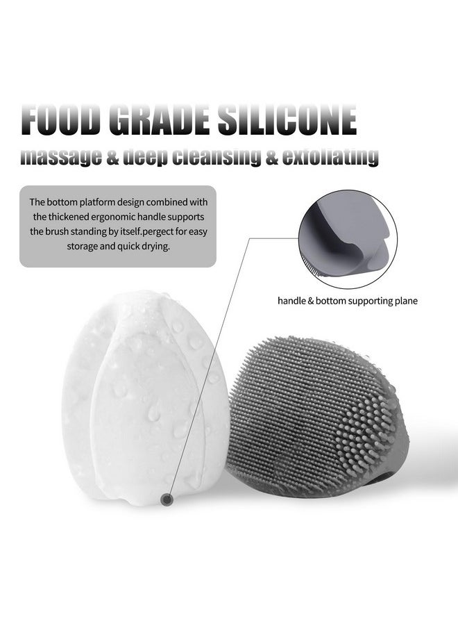 REVEX Face Scrubber,2Pcs Silicone Face Scrubber for Women Men,Face Scrubber Exfoliator Brush, Manual Facial Cleansing Brush,Exfoliating Face Scrubber for Sensitive Skin.(White+Gray)