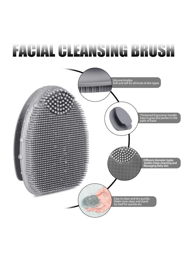 REVEX Face Scrubber,2Pcs Silicone Face Scrubber for Women Men,Face Scrubber Exfoliator Brush, Manual Facial Cleansing Brush,Exfoliating Face Scrubber for Sensitive Skin.(White+Gray)