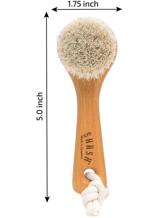 Since 1869 Hand Made in Germany - Sustainable Exfoliating Face Brush, Scrub Cleansing Brush, Exfoliates Skin to Help Reduce Flaking, Fine Lines, Supports Glowing Complexion (Medium Horse Hair Bristle)