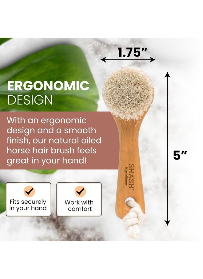 Since 1869 Hand Made in Germany - Sustainable Exfoliating Face Brush, Scrub Cleansing Brush, Exfoliates Skin to Help Reduce Flaking, Fine Lines, Supports Glowing Complexion (Soft Goat Bristle)