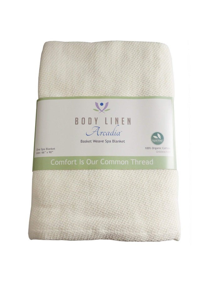 Body Linen Organic Cotton Basket Weave Massage Table Blanket, 100% Organic Cotton, 66 by 90 Inches, Pleasant Cream Color. Warm, Soft and Eco-Friendly - 1 Pack