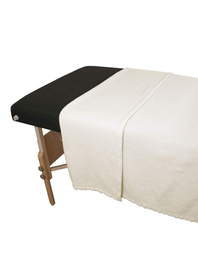 Body Linen Organic Cotton Basket Weave Massage Table Blanket, 100% Organic Cotton, 66 by 90 Inches, Pleasant Cream Color. Warm, Soft and Eco-Friendly - 1 Pack
