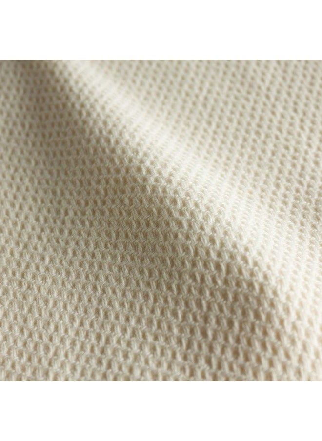 Body Linen Organic Cotton Basket Weave Massage Table Blanket, 100% Organic Cotton, 66 by 90 Inches, Pleasant Cream Color. Warm, Soft and Eco-Friendly - 1 Pack