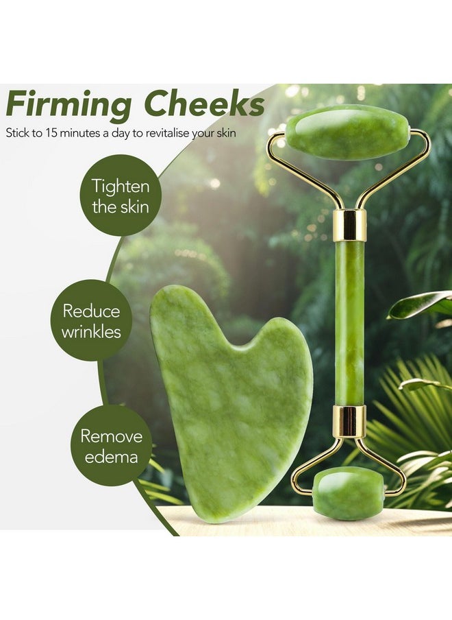 huefull Gua Sha Facial Tools & Jade Roller Set for Skin Care, Reduce Puffiness and Improve Wrinkles, Guasha Tool for Face, Gua Sha Stone Self Care Gift for Woman Man, Christmas Gifts