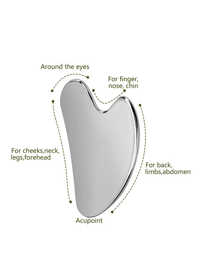 OXT Gua Sha, Stainless Steel Gua Sha Facial Tools, Guasha Tool for Face Upgraded, Guasha Stainless Steel (Silvery)