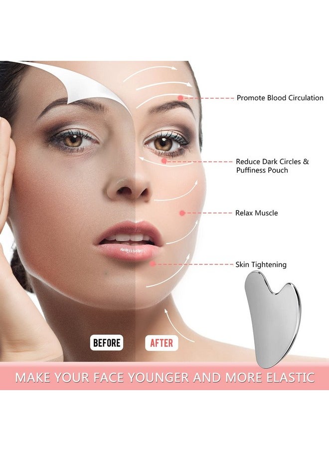 OXT Gua Sha, Stainless Steel Gua Sha Facial Tools, Guasha Tool for Face Upgraded, Guasha Stainless Steel (Silvery)