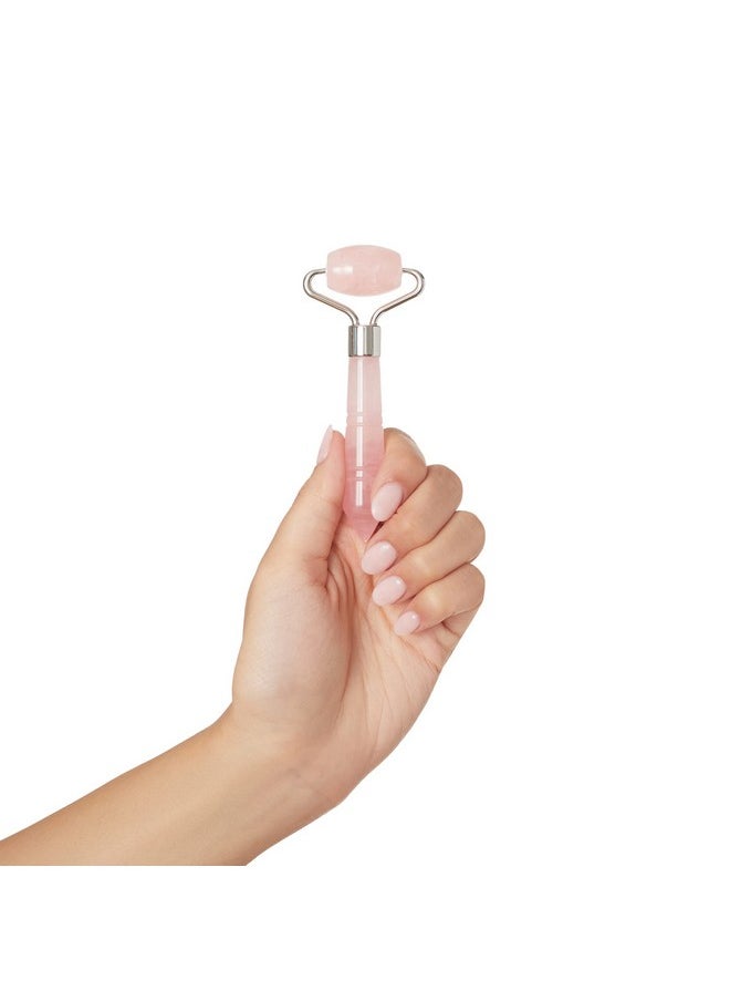 Plum Beauty Mini Rose Quartz Roller for Face - Improves Skin Tone and Blood Circulation - Skin Care Face Roller Reduces Under-Eye Puffiness and Dark Circles