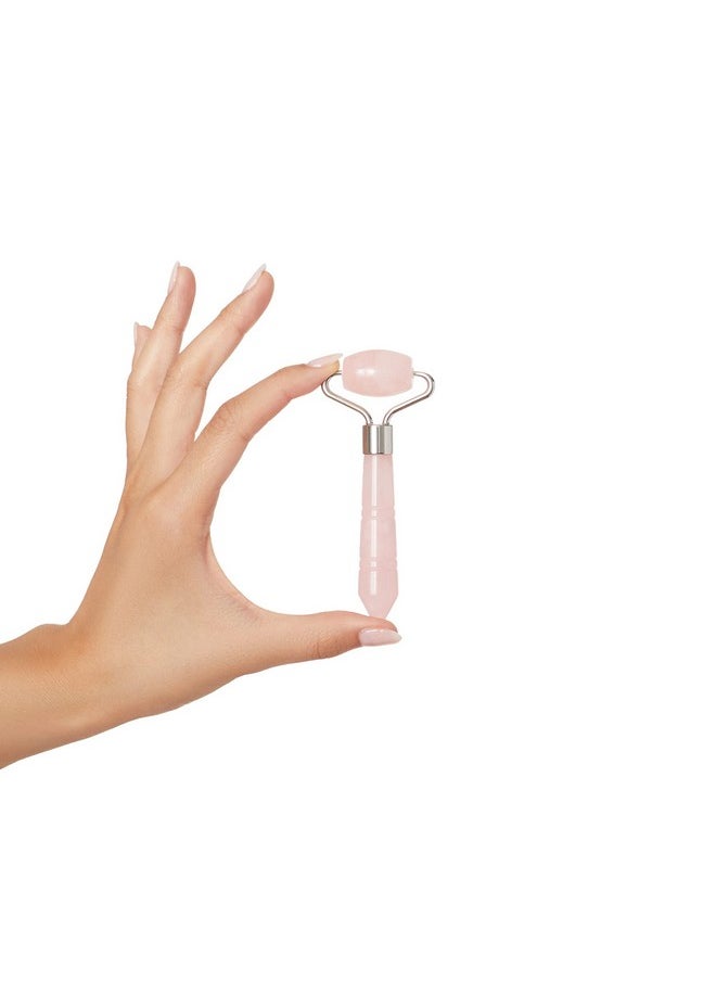Plum Beauty Mini Rose Quartz Roller for Face - Improves Skin Tone and Blood Circulation - Skin Care Face Roller Reduces Under-Eye Puffiness and Dark Circles