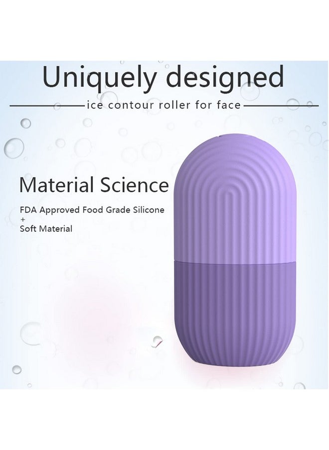 Joyeee Ice Face Roller, Reusable Silicone Mold Face Massage Eye Facial Beauty Skin Care Tools Apply Ice for Shrink Pores Anti Wrinkle Reduce Puffiness Improve Skin Elasticity, Striped, Purple