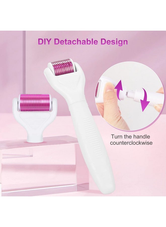 YaFex Derma Roller for Face and Body - 6 in 1 Titanium Microneedling Roller Kit Micro Needle Roller, 300 and 720 Needles 0.25mm,1200 Needles 0.3mm with 5 Replaceable Heads