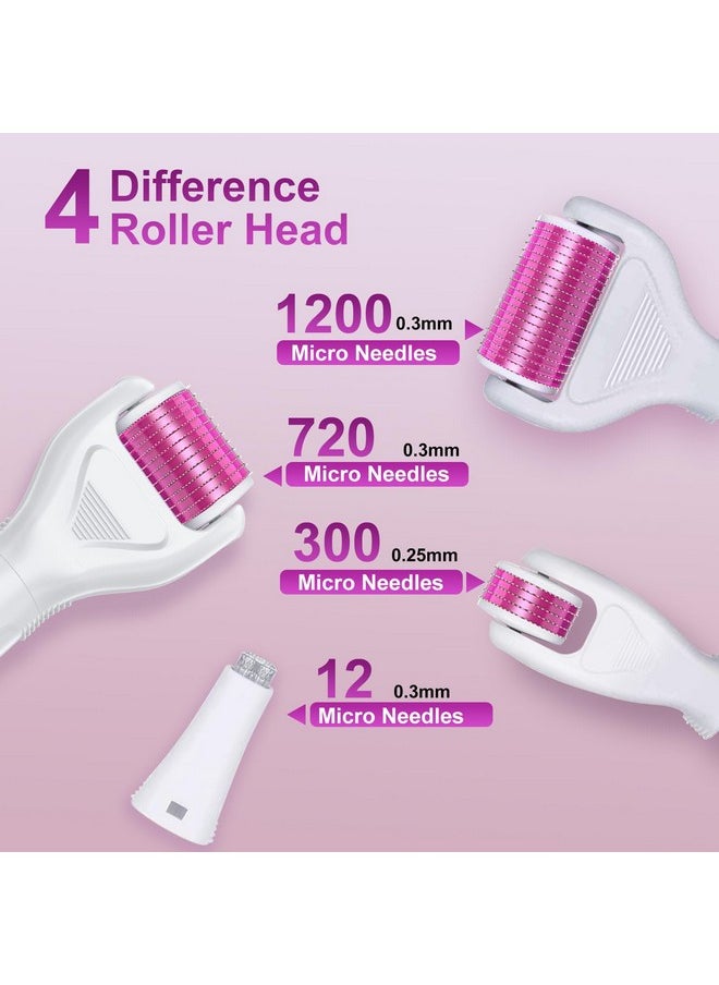 YaFex Derma Roller for Face and Body - 6 in 1 Titanium Microneedling Roller Kit Micro Needle Roller, 300 and 720 Needles 0.25mm,1200 Needles 0.3mm with 5 Replaceable Heads