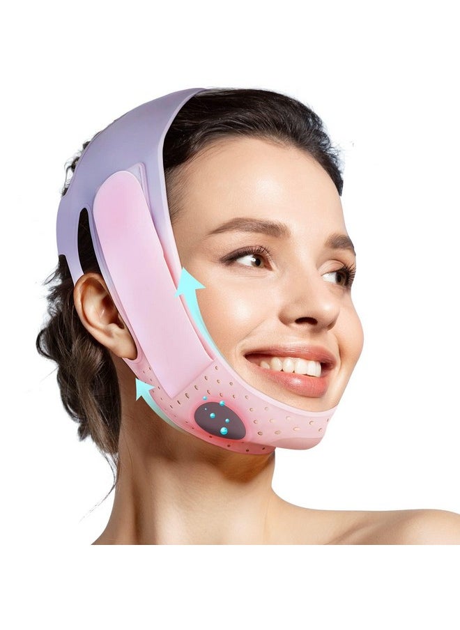 JUSRON V Line Face Tape Face Strap, Soft Silicone Chin Strap for Women and Men 23-27 Inches (Pink)