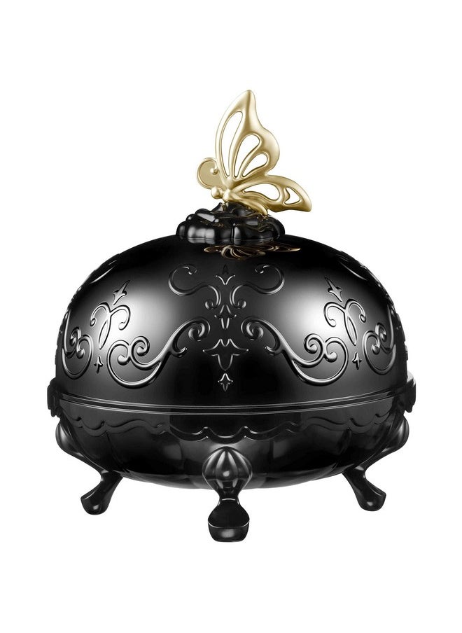 ANNA SUI Loose Face Powder Case Only - Refill Sold Separately, Black Vanity Case with Butterfly Motif, Come with Purple Puff