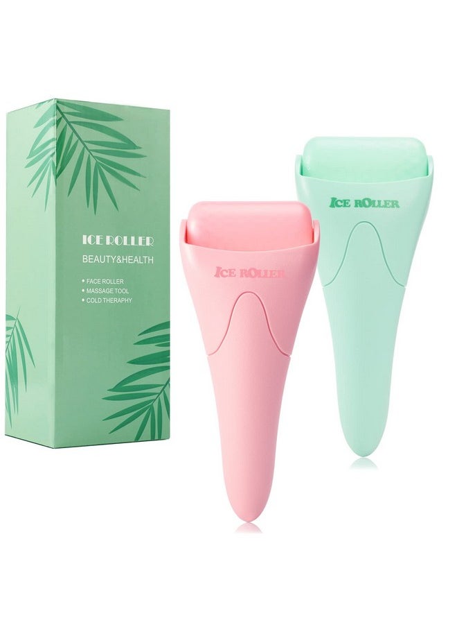 2 PACK Ice Roller for Face and Body Massage, Facial Roller Skin Care Tool for Reduce Wrinkles and Puffiness, Migraine Pain Relief and Skin Tighten, Cold Therapy for Cooling and Calming.(Pink+Green)