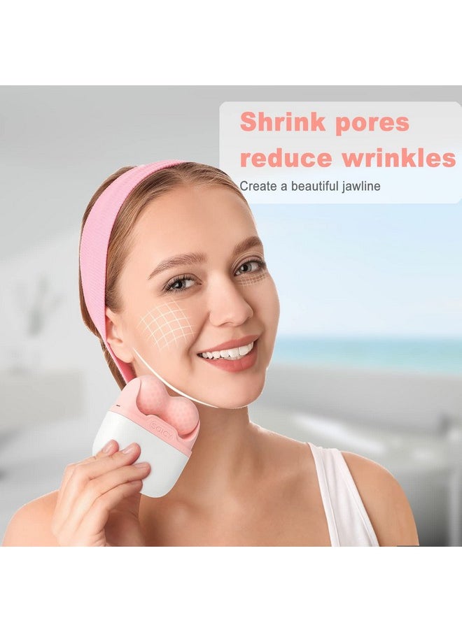 Ice Roller for Face and Eyes - Facial Skin Care Tools with 2 in 1 Face Roller and Travel Case, Self Care Gift for Men Women (Pink)