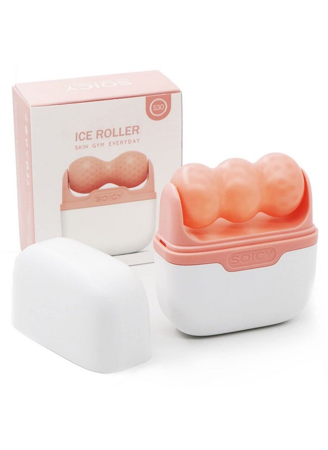 Ice Roller for Face and Eyes - Facial Skin Care Tools with 2 in 1 Face Roller and Travel Case, Self Care Gift for Men Women (Pink)