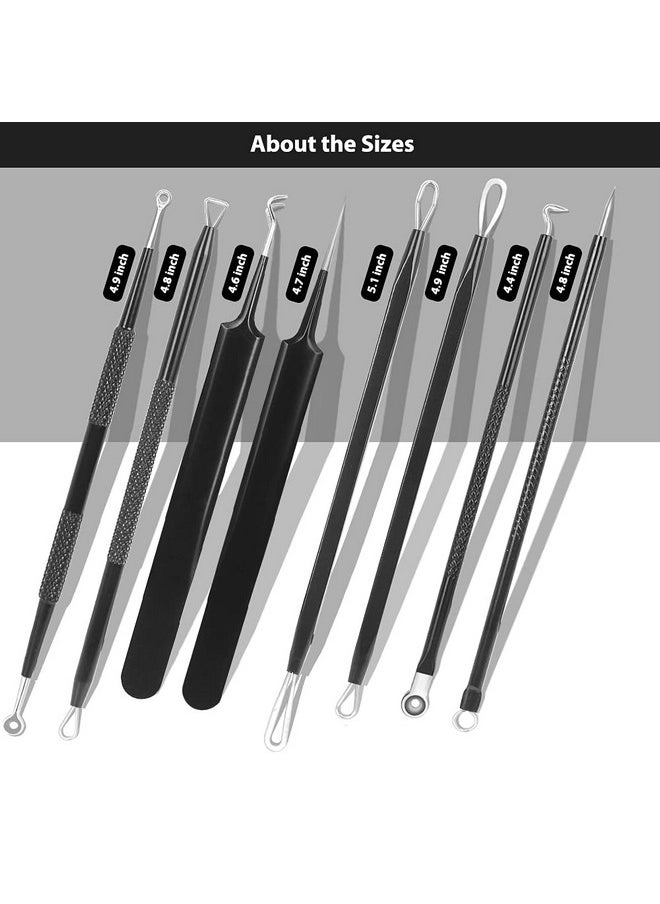 Glamne Blackhead Remover Pimple Popper Kit Acne Comedone Extractor Blemish Extraction Popping Tools (Black)