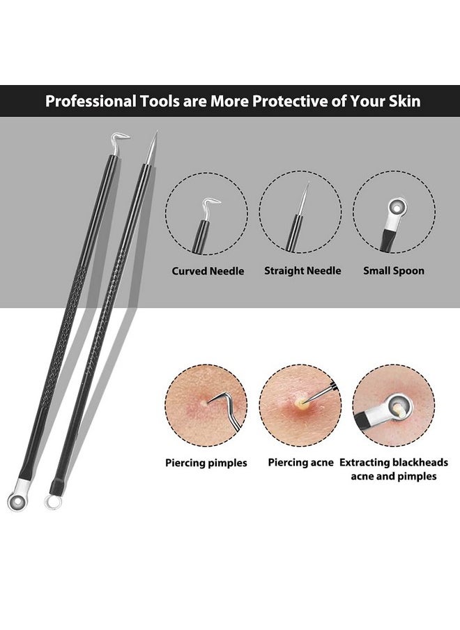 Glamne Blackhead Remover Pimple Popper Kit Acne Comedone Extractor Blemish Extraction Popping Tools (Black)