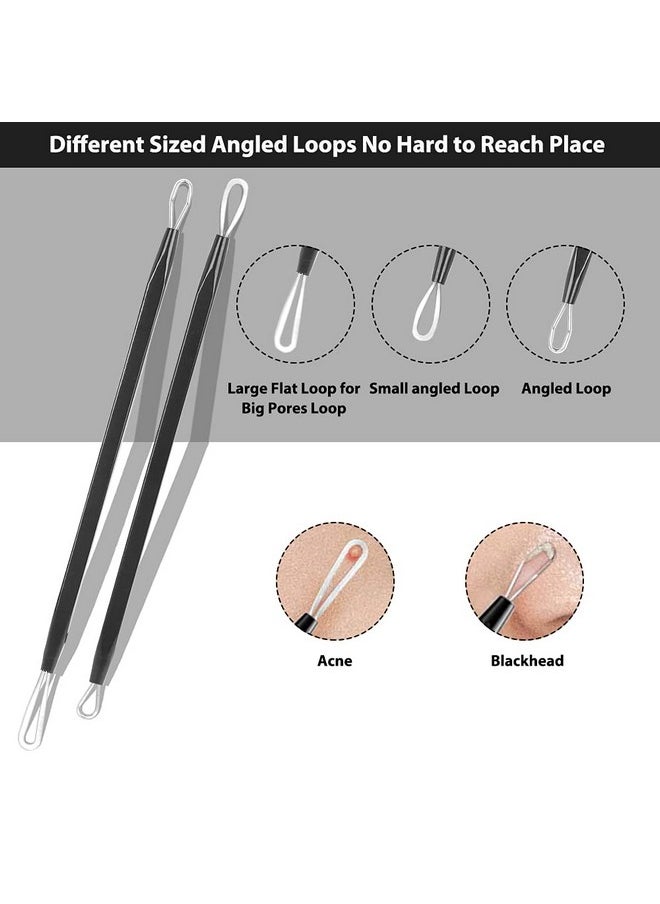 Glamne Blackhead Remover Pimple Popper Kit Acne Comedone Extractor Blemish Extraction Popping Tools (Black)