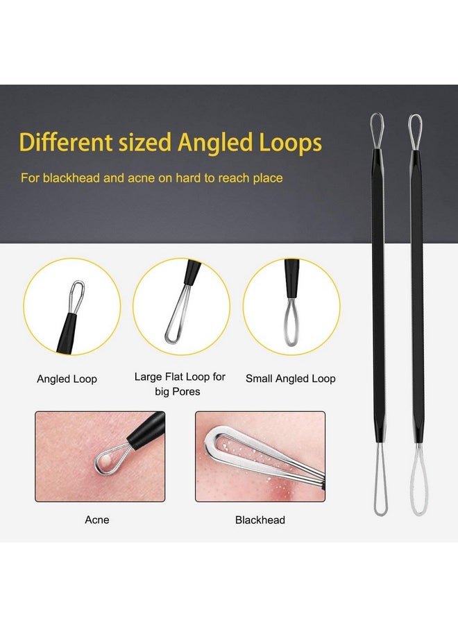 Pimple Popper Tool Kit - Boxoyx 10 Pcs Blackhead Remover Comedone Extractor Kit with Box for Quick and Easy Removal of Pimples, Blackheads, Zit Removing, Forehead,Facial and Nose (Black)