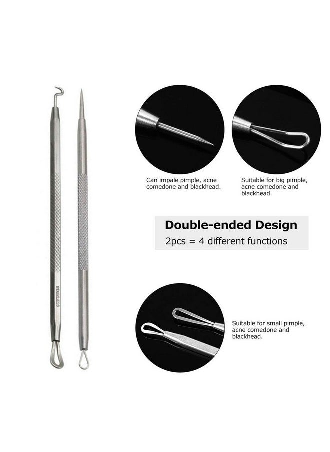 Pinkiou Blackhead Removers Comedone Pimple Popper Tool Acne Extractors Blemish Remover Ingrown Hair Tweezers Removal Kit Whitehead Remover Zit Treatment Skincare Tools for Face Nose, 8-in-1