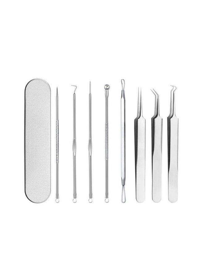 Pinkiou Blackhead Removers Comedone Pimple Popper Tool Acne Extractors Blemish Remover Ingrown Hair Tweezers Removal Kit Whitehead Remover Zit Treatment Skincare Tools for Face Nose, 8-in-1
