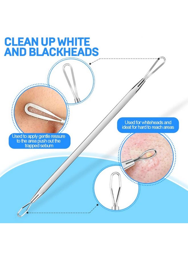 Teenitor Pimple Extractor Acne Treatment Tool Surgical Grade Blackhead Comedone Removal 2-in-1 Popper Tool for Face Nose Blackhead Extractor Tool Silver