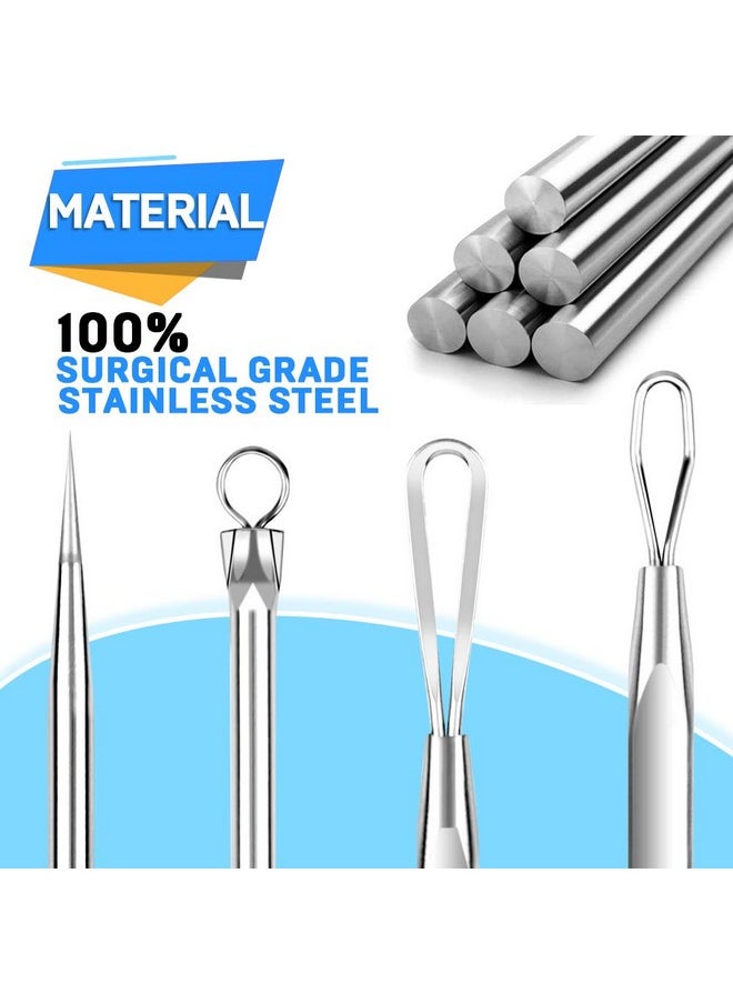 Teenitor Pimple Extractor Acne Treatment Tool Surgical Grade Blackhead Comedone Removal 2-in-1 Popper Tool for Face Nose Blackhead Extractor Tool Silver
