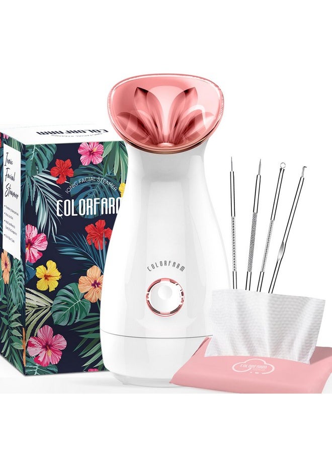 Colorfarm Facial Steamer Nano Ionic: Face Steamer Deep Cleaning Unclogs Pores - Humidifier Hot Mist Home Sauna Spa for Women Men Sinuses Moisturizing